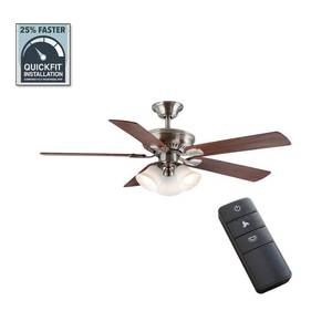 lot 2653 image: Hampton Bay Campbell 52 in. LED Indoor Brushed Nickel Ceiling Fan with Light Kit and Remote Control