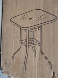 lot 2654 image: Outdoor Patio Glass Bar Table