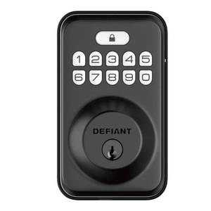 lot 3644 image: Defiant Single Cylinder Square Electronic Keypad Deadbolt Matte Black