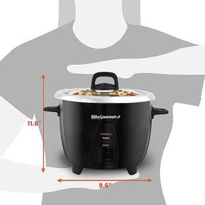 lot 3685 image: Elite Gourmet - 10-Cup Rice Cooker with Stainless Steel Cooking Pot - black