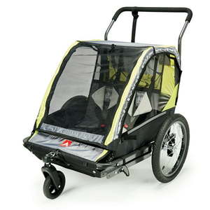 lot 5956 image: Allen Sports Deluxe 2-Child Bicycle Trailer & Stroller max capacity 100 lbs Model AS2 Green