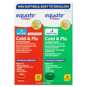 lot 2646 image: Equate Day and Night Cold and Flu Softgels 16 Count