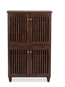 lot 1755 image: Baxton Studio 4 Door Shoe Cabinet Dirty Oak