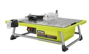 lot 2625 image: Ryobi WS722 7 Inch 4.8 Amp Portable Tabletop Wet Tile Saw with Miter Guide and Induction Motor