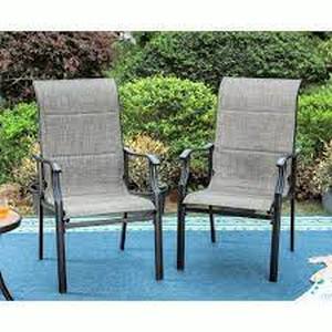 lot 1801 image: Phi Villa Set Of 2 Outdoor Patio MeshMetal Chairs Black