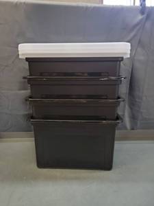 lot 23183 image: IRIS USA LetterLegal File Tote Box, 3 Pack, BPA-Free Plastic Storage Bin Tote Organizer with Durable and Secure Latching Lid, Stackable and Nestable, BlackClear