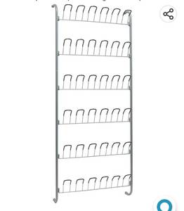 lot 23191 image: Organize It All Over-The-Door Hanging Wire Shoe Rack  Dimensions 23.87 x 6.75 x 59.62  Holds 18 Pairs  Durable  Closet Organization  Sliver