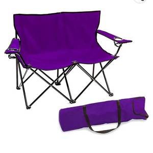 lot 23192 image: Trademark Innovations Loveseat Style Double Camp Chair, 40 L x 22 W x 31.5 H, Purple