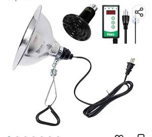 lot 61148 image: Lot of 2 Simple Deluxe 150W Reptile Ceramic Heat Bulb with 8.5 Inch Clamp Lamp and Digital Thermostat Controller Combo Set for Incubating Chicken & Amphibian Pet