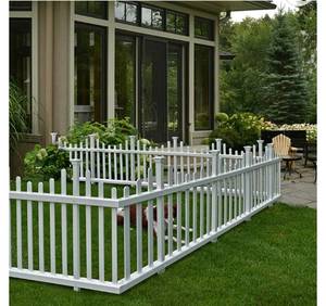 lot 61163 image: Madison Fence Zippity Outdoor Products ZP19001 No-Dig White Vinyl Outdoor Picket Fence, 30 x 56.5 (1 Box, 2 Fence Panels)