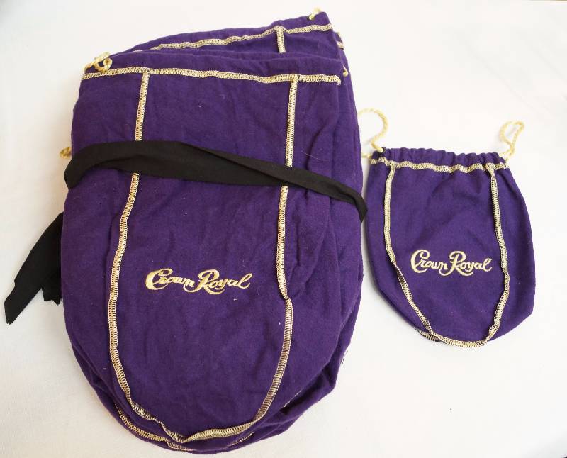 lot 4102 image: Lot of 15 Crown Royal Whiskey Purple Bags - 14 Large and one SMALL - All in VERY good condition - Collectible See more (standard size) on lot 4100 & 4101