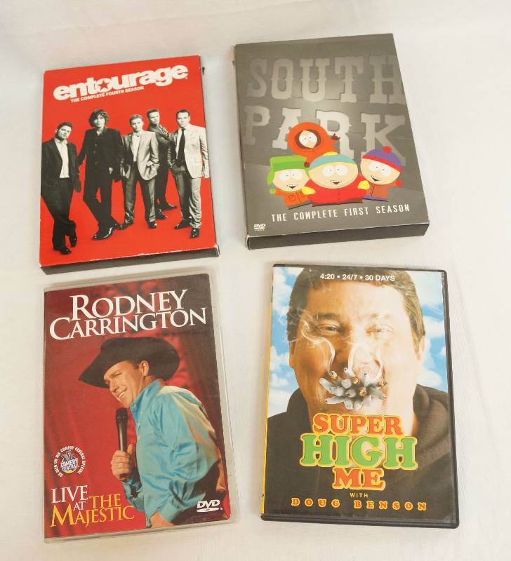 lot 4114 image: Lot of DVD Movies  Comedy  Series Sets - SOUTH PARK - The first Season, ENTOURAGE - The Fourth Season, RODNEY CARRINGTON - Live at the Majestic and SUPER HIGH ME - see description