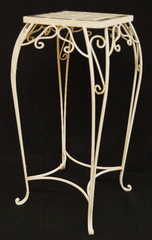 lot 4125 image: Metal Plant Stand  Table with Tile Top - pretty 24 tall