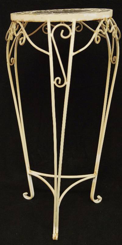 lot 4126 image: Metal Plant Stand  Table with Tile Top - pretty 24 tall