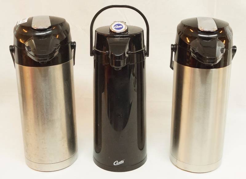 lot 4136 image: 3 Commercial Thermal Insulated Carafe Coffee, Tea or Water Dispensers