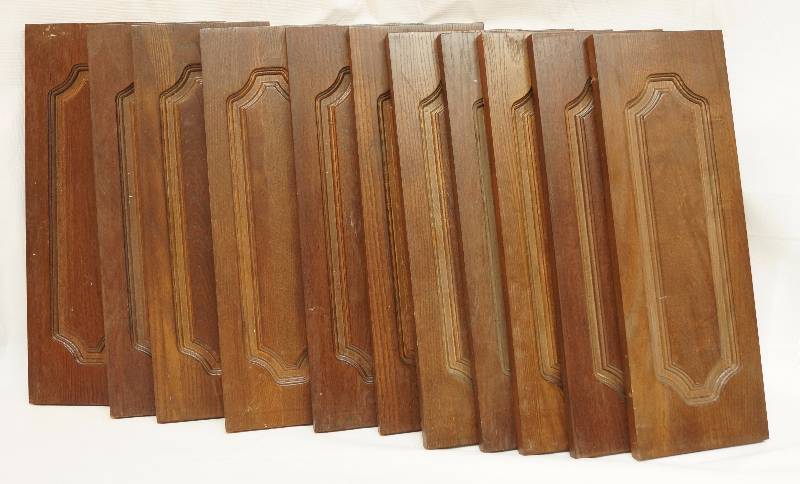 lot 4138 image: Wood Cabinet Panels - with pretty routing - see photos for measurements