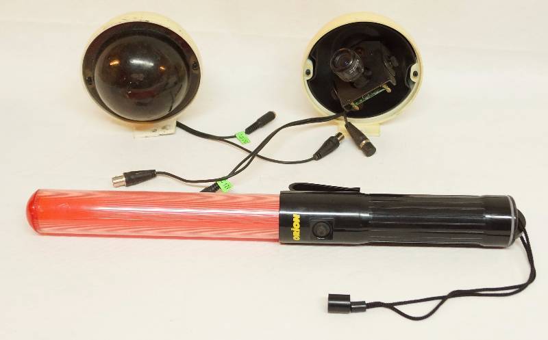 lot 4148 image: Lot of Misc Stuff - Traffic Directing Flashlight, security cameras and more