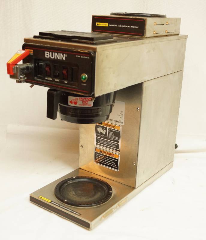 lot 4181 image: Commercial - BUNN - Automatic Coffee Brewer M#CWTF15 w double hot plates - works W Hot water spigot.