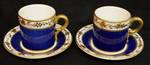 4 piece Tea Cup and Saucer Set - Cobalt Blue and Gold on white - Very pretty! No chips or cracks - Marked 
