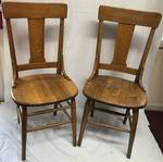 Lot of 2 vintage wooden chairs - neat! See photos for style and measurement