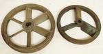 Lot of Two Heavy Industrial Tyle Wheels - for belts of some sort - maybe compressors?