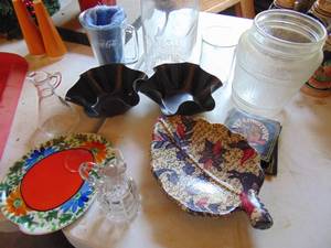 lot 4560 image: Small pickle jar, coke glass and more