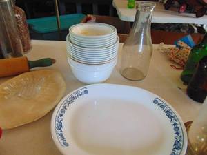 lot 4565 image: Corelle bowls and server with milk bottle