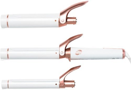 lot 58363 image: T3 - Twirl Trio Interchangeable Clip Barrel Iron Set - White & Rose Gold