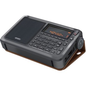 lot 2024 image: Eton - Elite Executive AMFMAircraft BandSSBShortwave Radio with RDS and Custom Leather Carry Cover - Gray