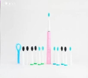 lot 2028 image: Pursonic Sonic Rechargeable Toothbrush w 12 Brush Heads - Pink