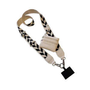 lot 2037 image: Clip & Go Chain w Zippered Pouch-BlackCream Chevron- Save the Girls