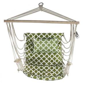 lot 2063 image: Backyard Expressions Outdoor Hammock Chair - Hanging Chair Hammock Swing - Green w White Rings