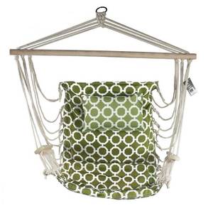 lot 2065 image: Backyard Expressions Outdoor Hammock Chair - Hanging Chair Hammock Swing - Green w White Rings
