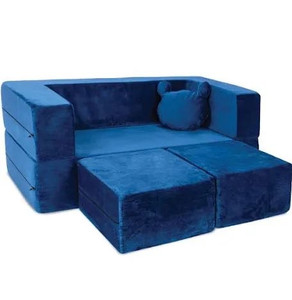 lot 2076 image: Milliard Kids Couch - Modular Kids Sofa for Toddler and Baby PlayroomBedroom Furniture (Navy Blue)