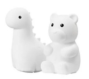 lot 2085 image: Globe Electric Set of 2 Multicolor RechargeableAnimal Lights ,DinoTeddy