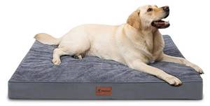 lot 2094 image: MIHIKK Orthopedic Dog Bed Waterproof Dog Beds with Removable Washable Cover Anti-Slip Egg Foam Pet Sleeping Mattress for Large, Jumbo, Medium Dogs, Dark Grey, 54 x 44 Inch