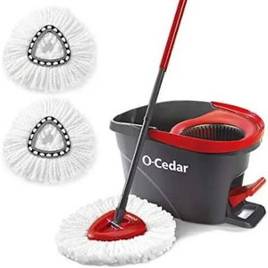 lot 2096 image: O-Cedar EasyWring Microfiber Spin Mop & Bucket Floor Cleaning System  2 Extra Refills