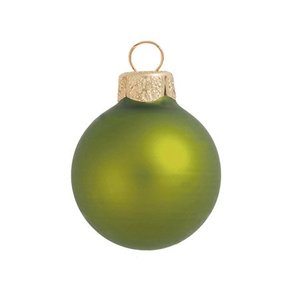 lot 2098 image: 40ct Matte Green Kiwi Glass Ball Christmas Ornaments 1.25 (30mm)