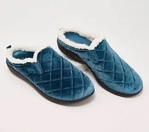 lot 2116 image: Spenco Orthotic Quilted Velvet Slippers - Velveteen