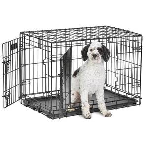 lot 2161 image: MidWest Homes For Pets Life Stages Folding Double Door Metal Dog Crate
