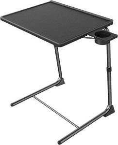 lot 2190 image: Adjustable TV Tray Table - TV Dinner Tray on Bed & Sofa, Comfortable Folding Table with 6 Height & 3 Tilt Angle Adjustments (Black)