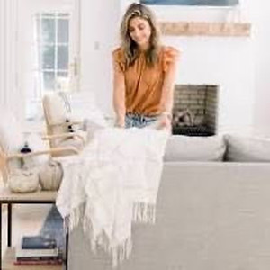 lot 2213 image: Plaid Grid 50 x 60 Throw with Fringe by Lauren McBride
