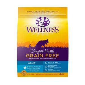 lot 55845 image: Wellness Complete Health Natural Grain Free Deboned Chicken & Chicken Meal Dry Cat Food 11.5 Pound Bag (Retail $21.49)