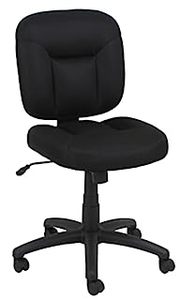lot 55857 image: Upholstered, Low-Back, Adjustable, Swivel Office Desk Chair, Black (B00XBC3J84) (Retail $151.28)
