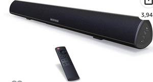 lot 55861 image: Bestisan Sound Bar, 100Watt Soundbar for TV, Wired & Wireless Bluetooth 5.0 Sound Bar(40 Inch, 6 Drivers, 105dB, Optical Cable Included, HDMI-ARC, Bass Adjustable and Wall Mountable) (Retail $99.89)