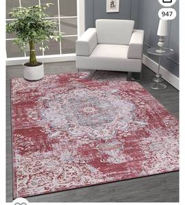lot 55864 image: CAMILSON Machine Washable Area Rugs with Non Slip Anti-Slip Backing for Living Room Bedroom, Distressed Vintage Washable Rug 8x10, Stain and Water Resistant, Bohemian Indoor Carpet (5ft3in x 7ft, Rust Red) (Retail $78.98)