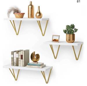 lot 55872 image: AMADA HOMEFURNISHING Floating Shelves, White Wall Shelves for Bedroom, Living Room, Bathroom, Kitchen, Shelves for Wall Decor Set of 3 - AMFS12 (Retail $27.99)