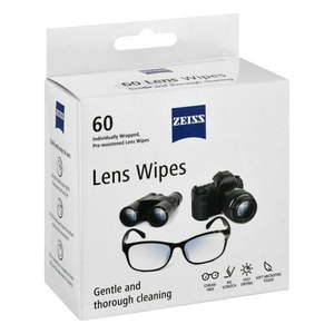 lot 55880 image: zeiss lens cleaning wipes small pre-moistened 60pk (2 boxes) (Retail $22.14)