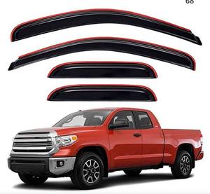 lot 55889 image: Lightronic WV194761 in-Channel Side Window Visor Deflector Rain Guard, Dark Smoke Shatterproof, 4-Pieces Set for 2007-2021 Toyota Tundra Double Cab (Retail $37.98)