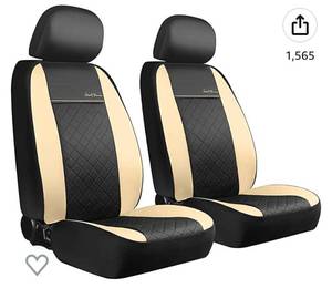 lot 55897 image: GIANT PANDA Front Car Seat Covers, Bucket Seat Covers, Leather Low Back Auto Seat Covers for Cars, Trucks, Jeep, Van, SUV, Pickup, Airbag Compatible (Beige) (Retail $36.99)